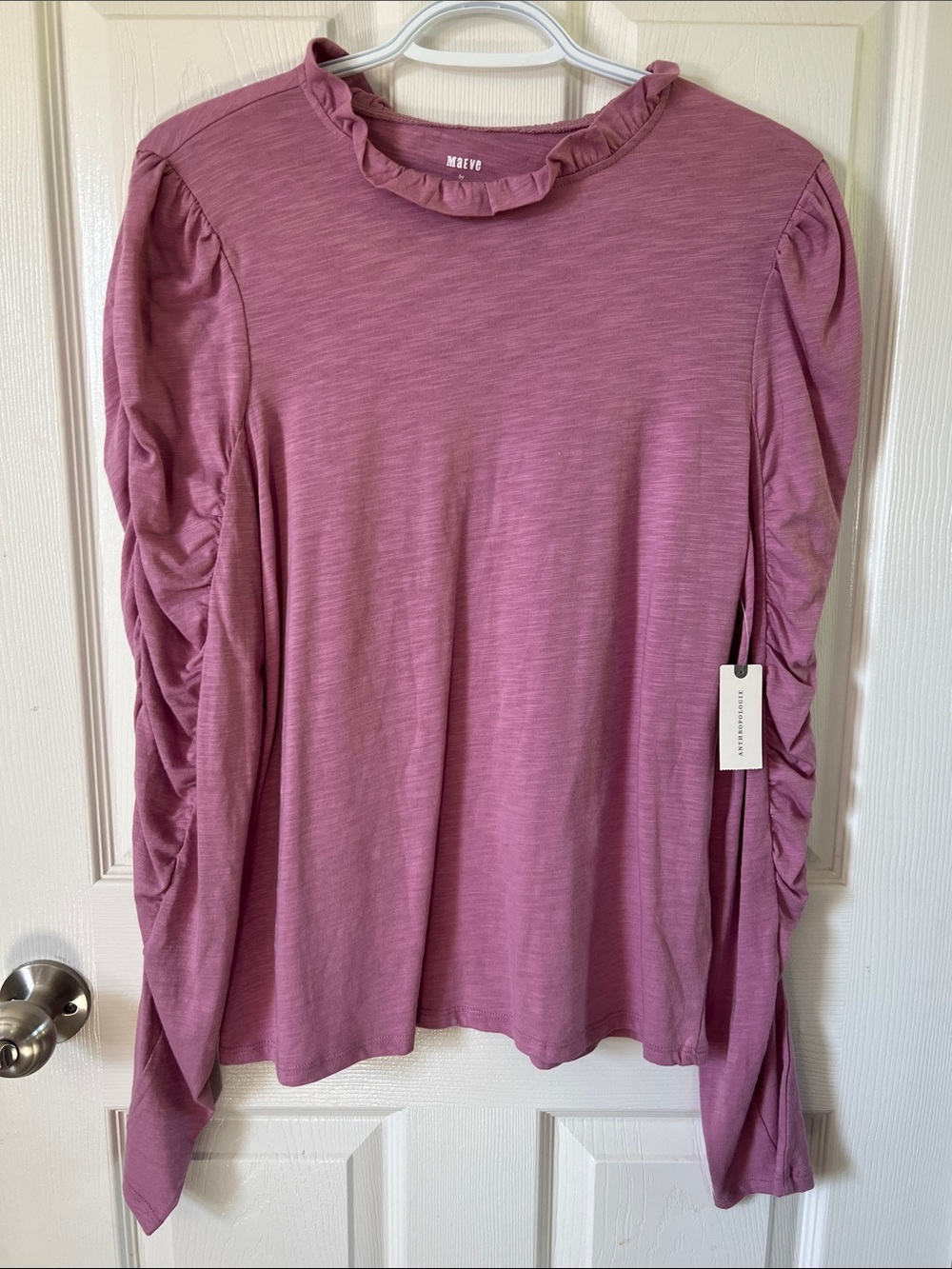 NWT Maeve Anthropologie Mauve Pink Puffy Long Sleeve Casual Shirt Size Medium